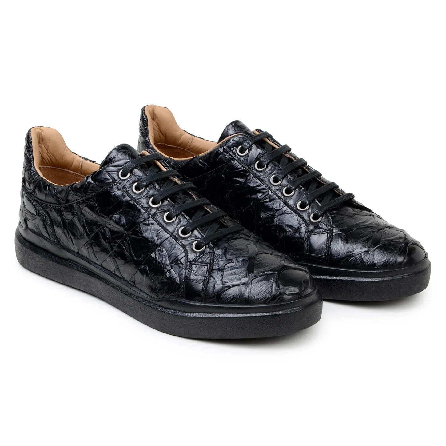 Belvedere Kingstone BR02 Men's Shoes Exotic Pirarucu Lace-Up Casual Sneaker (BV3186)