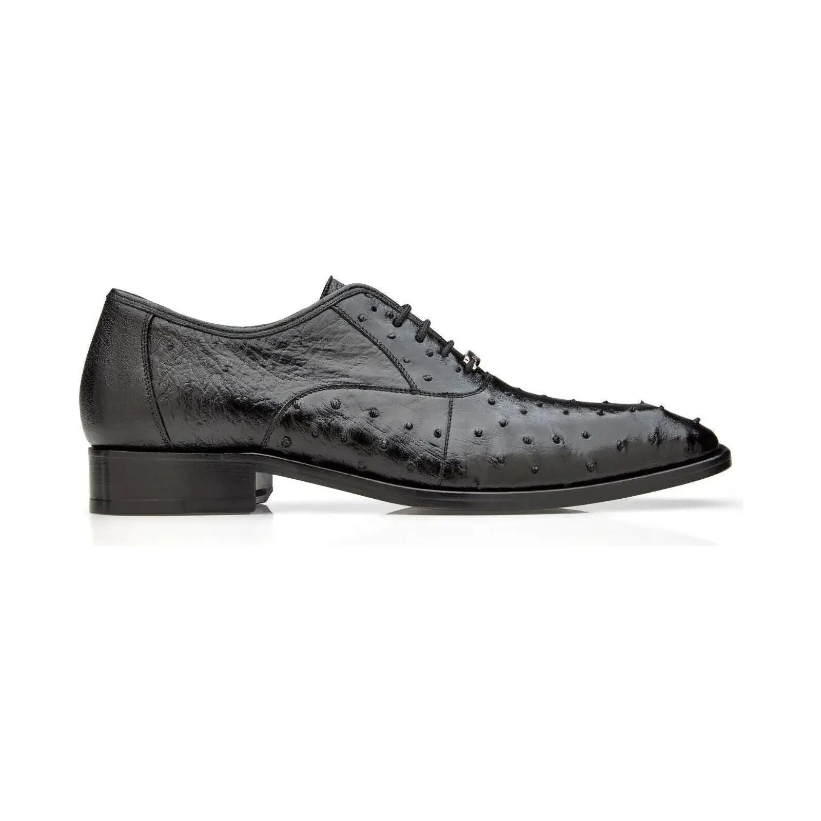 Belvedere Men's Orlando Dress Formal Shoes Genuine Ostrich Quill Black D01