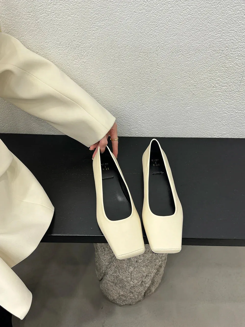 binfenxie  -  Square Toe Women Loafers 2024 New Arrivals Beige Brown Silver Black Shallow Slip On Dress Shoes Low Heeled Casual Party Pumps