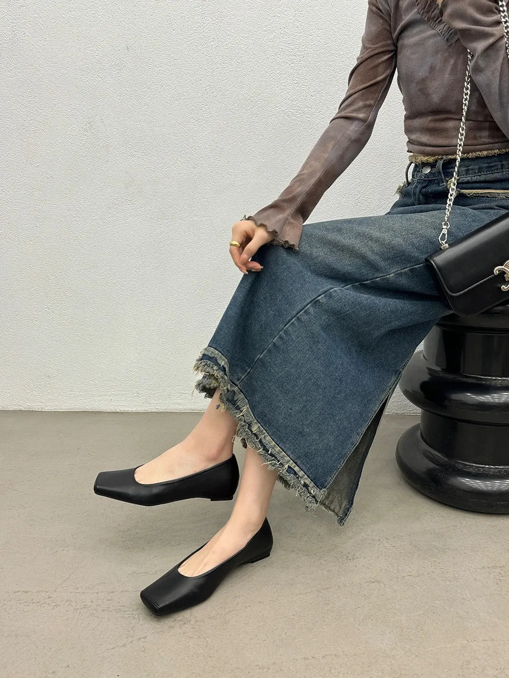 binfenxie  -  Square Toe Women Loafers 2024 New Arrivals Beige Brown Silver Black Shallow Slip On Dress Shoes Low Heeled Casual Party Pumps