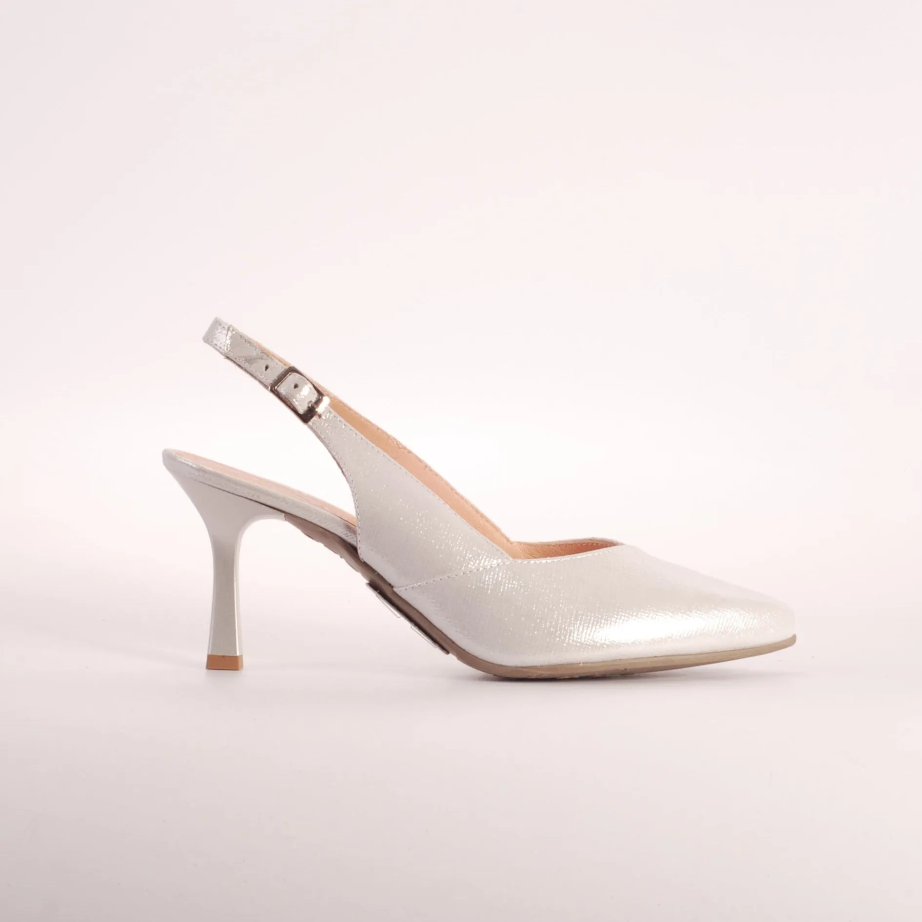 Bioeco 4009 SILVER Closed Toe Slingback Occasion Shoe Matching Bags Available
