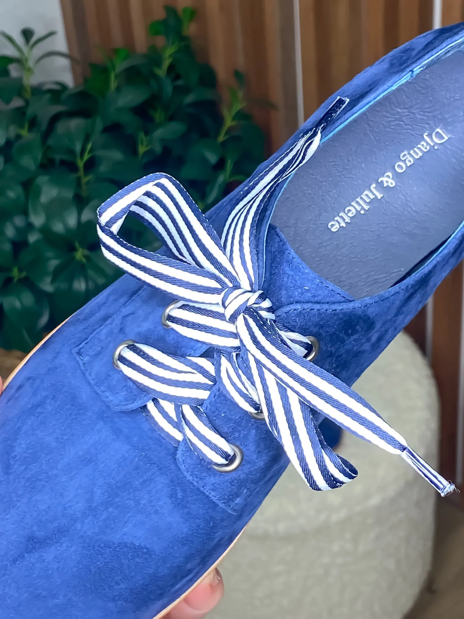 Bipka Navy Suede Lace Up Shoes