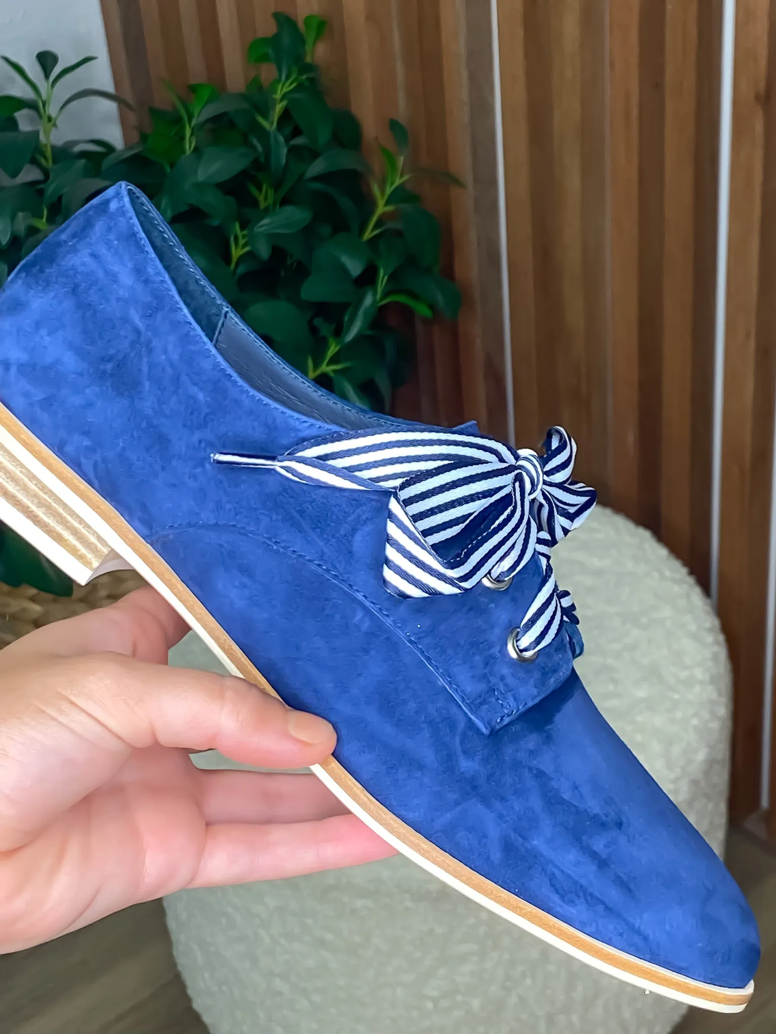 Bipka Navy Suede Lace Up Shoes