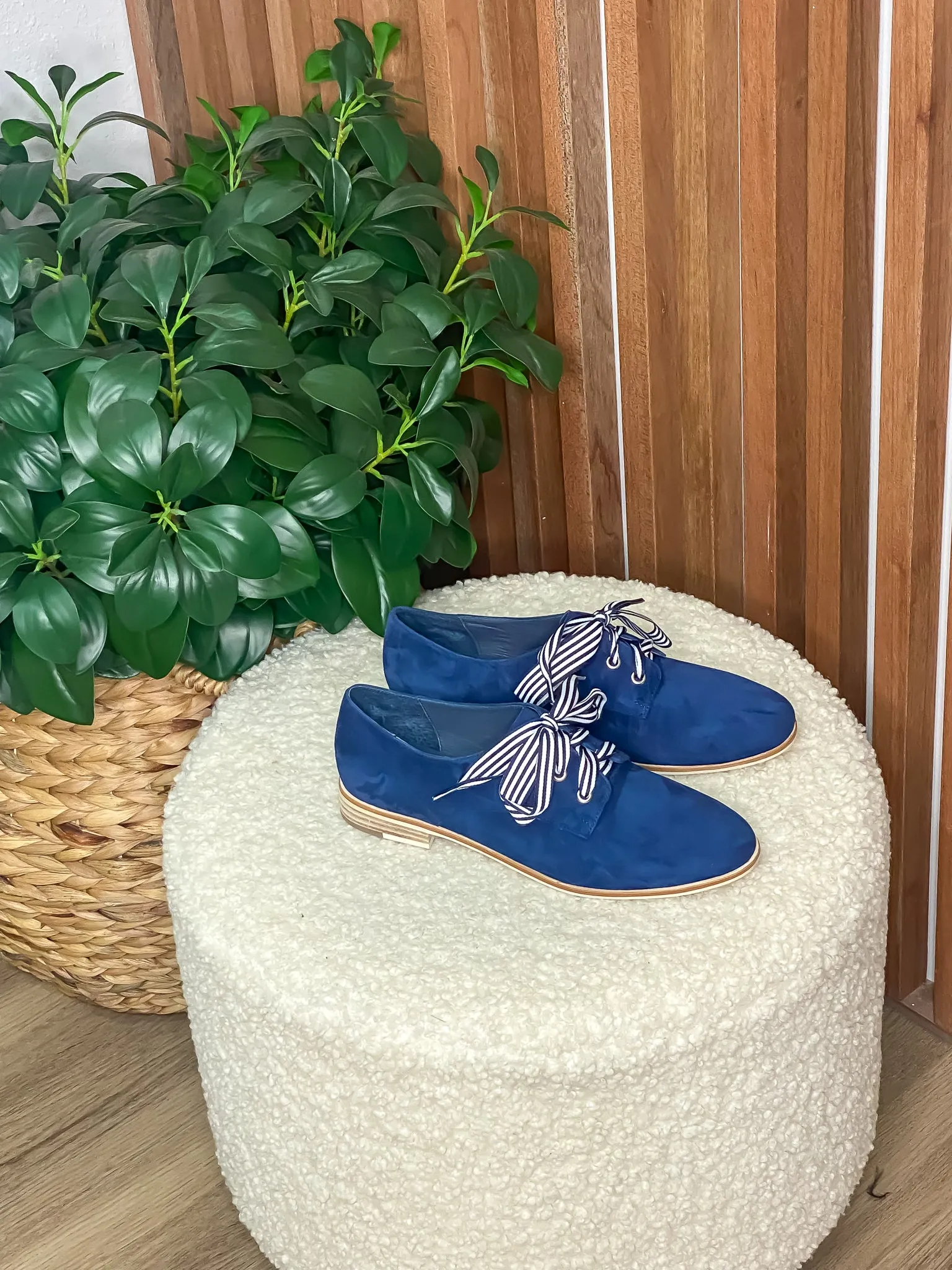 Bipka Navy Suede Lace Up Shoes