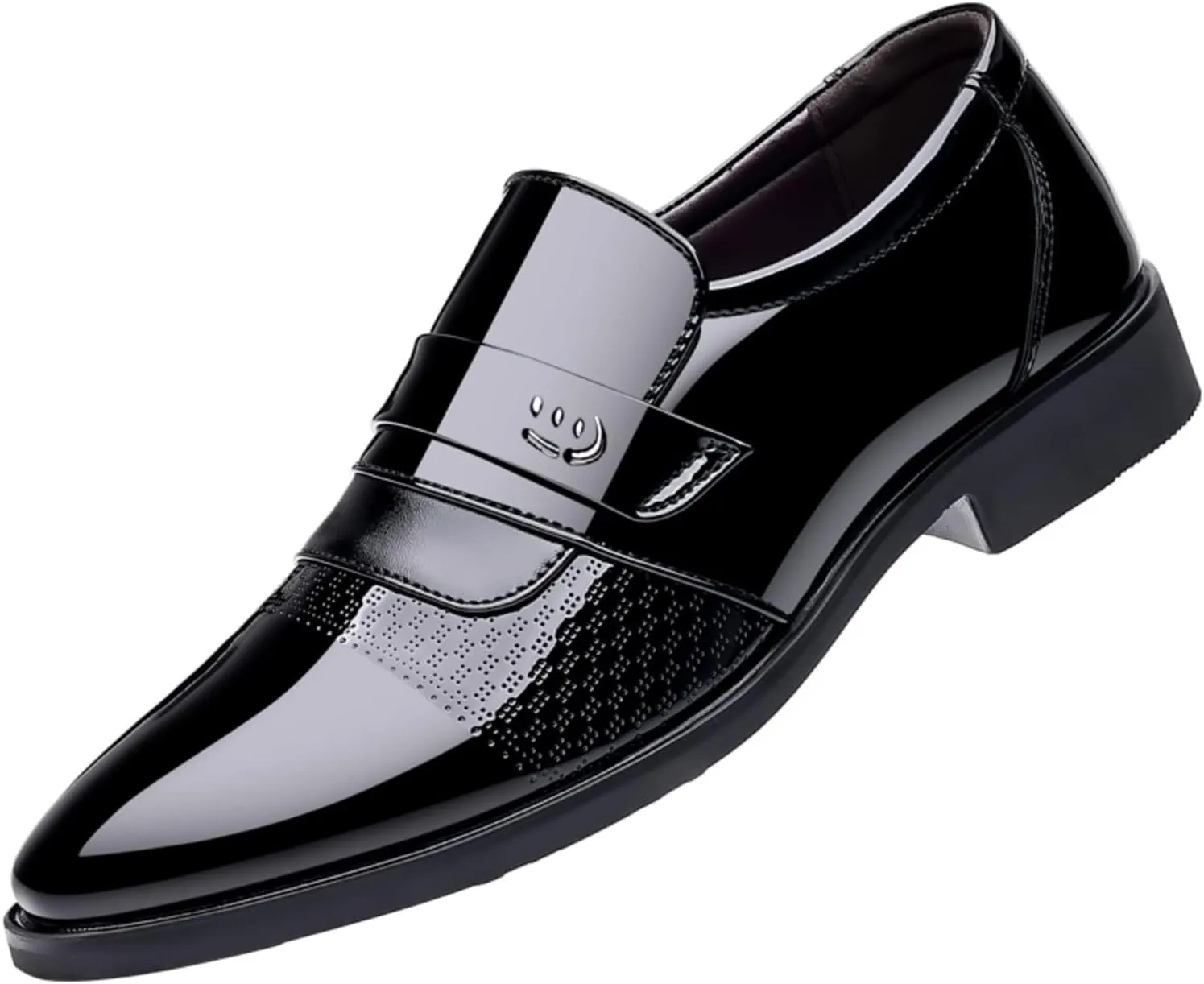Black Dress Shoes Men Business Leather Shoes for Men Casual Dress Shoes Slip On British Business Shoe Pointed Toe Formal Dress Shoes