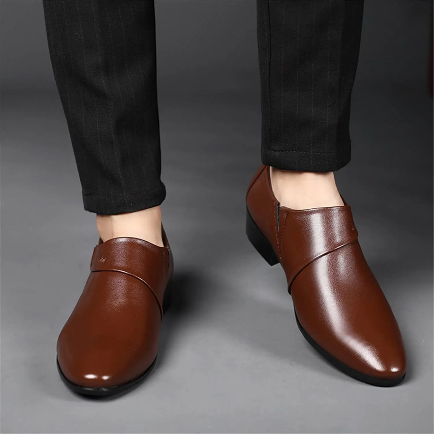 Black Dress Shoes Men Oxford Shoes for Men Black Dress Shoes Slip On Brown British Business Shoe Pointed Toe Formal Leather Shoes