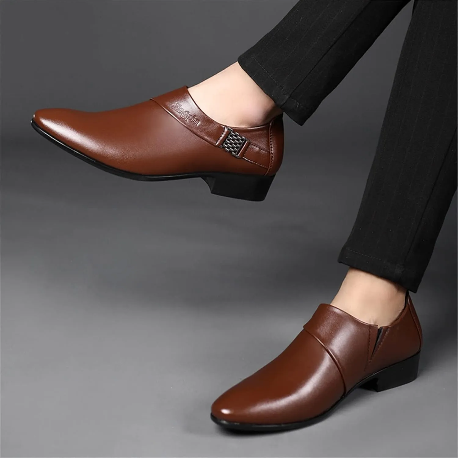 Black Dress Shoes Men Oxford Shoes for Men Black Dress Shoes Slip On Brown British Business Shoe Pointed Toe Formal Leather Shoes