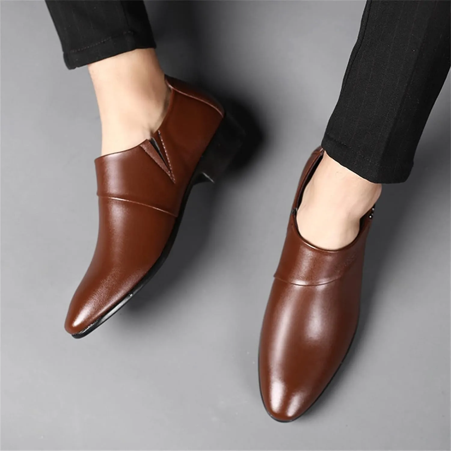 Black Dress Shoes Men Oxford Shoes for Men Black Dress Shoes Slip On Brown British Business Shoe Pointed Toe Formal Leather Shoes