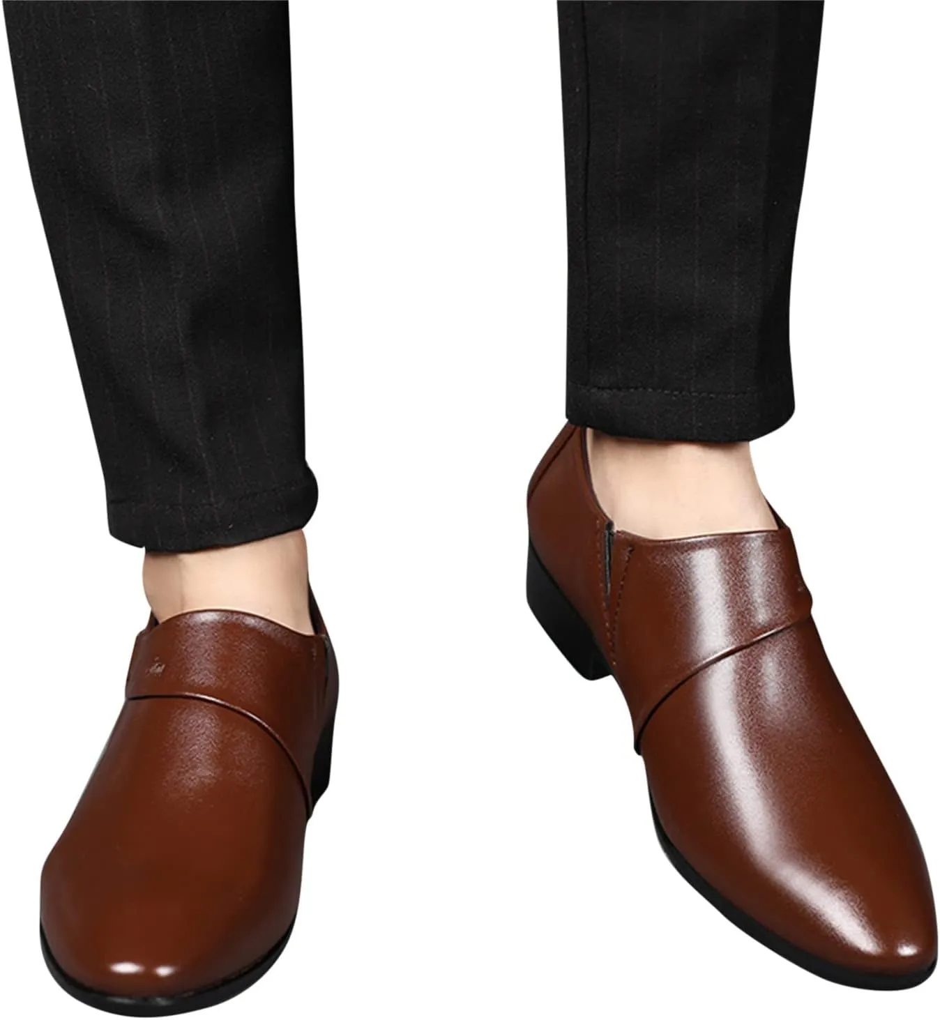 Black Dress Shoes Men Oxford Shoes for Men Black Dress Shoes Slip On Brown British Business Shoe Pointed Toe Formal Leather Shoes