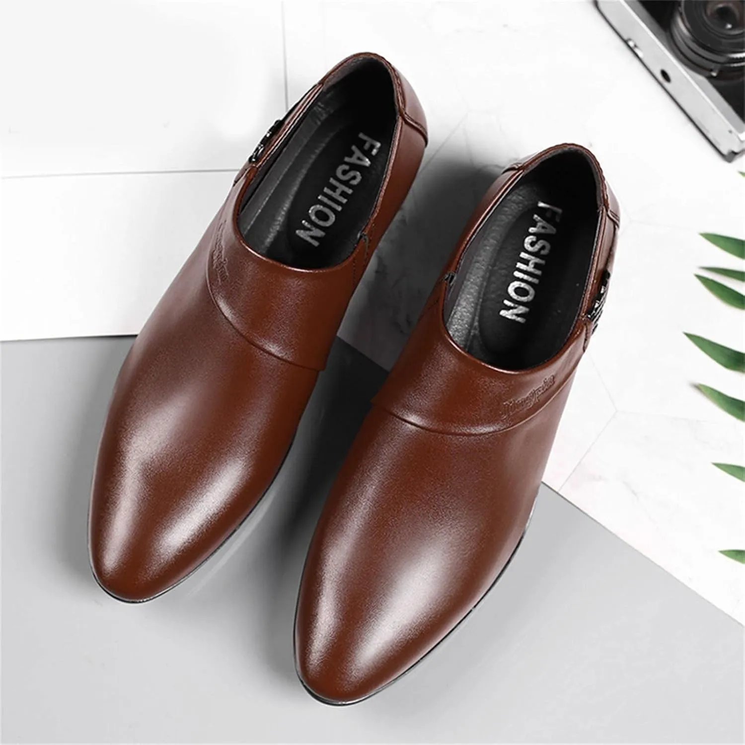 Black Dress Shoes Men Oxford Shoes for Men Black Dress Shoes Slip On Brown British Business Shoe Pointed Toe Formal Leather Shoes