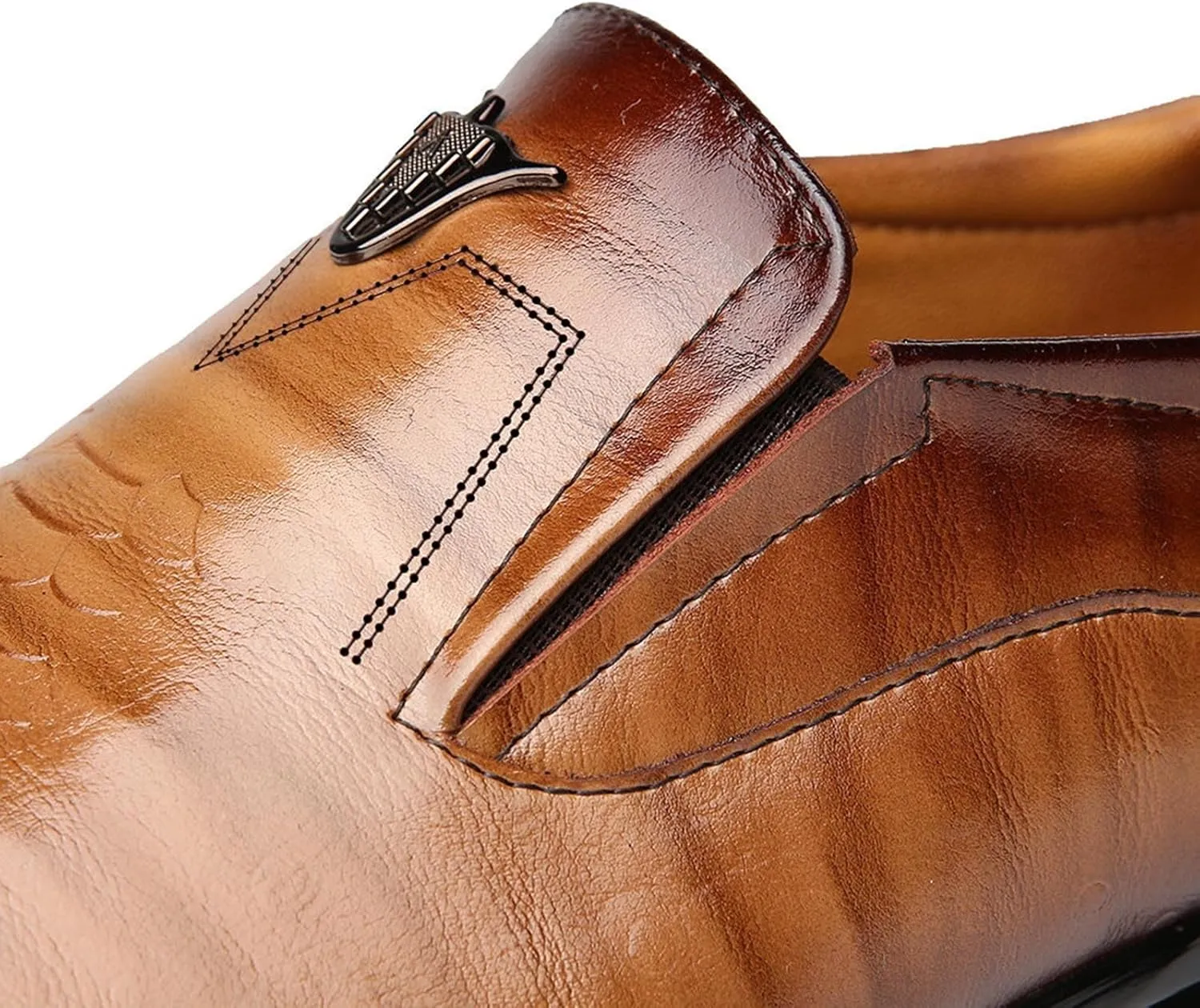 Black Dress Shoes Men Slip On Black British Business Shoe Pointed Toe Formal Leather Shoes Wedding Shoes for A Suit Modern Dress Shoes