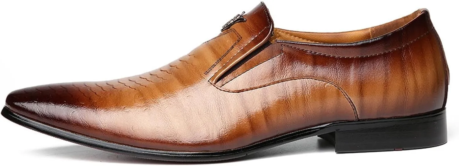 Black Dress Shoes Men Slip On Black British Business Shoe Pointed Toe Formal Leather Shoes Wedding Shoes for A Suit Modern Dress Shoes