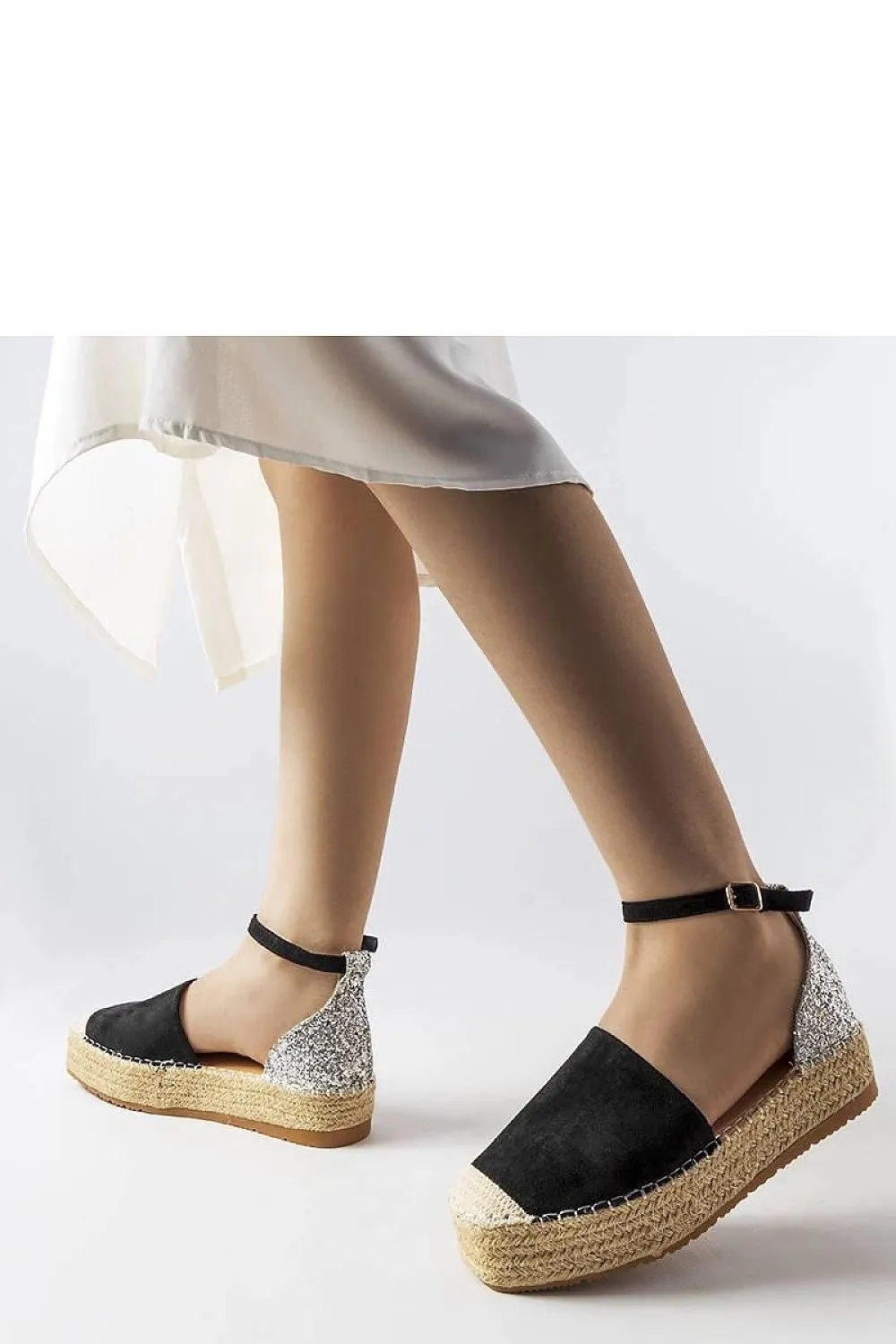 Black espadrilles with a glitter insert