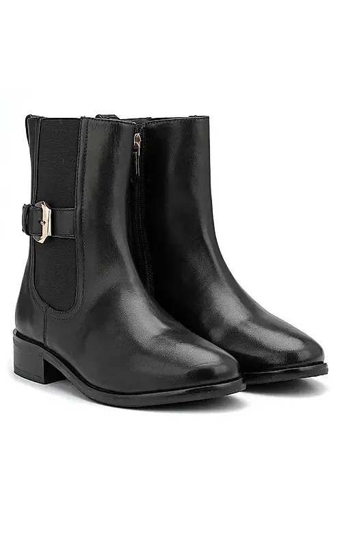 Black Leather Ankle Boots