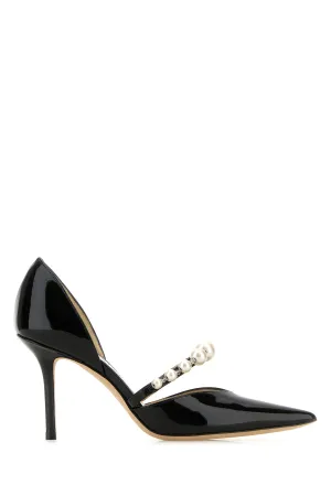 Black leather Aurelie 85 pumps