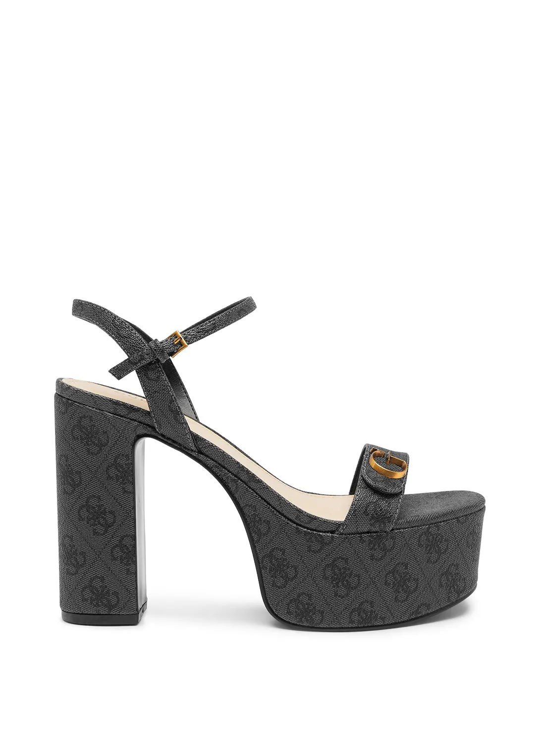 Black Logo Sherrill Platform Sandal Heels