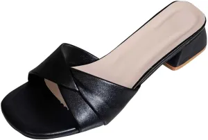 Block Heels for Women Square Open Toe Sandals Low Chunky Heeled Sandals Womens Slip on Mule Casual Dress Pumps Shoes