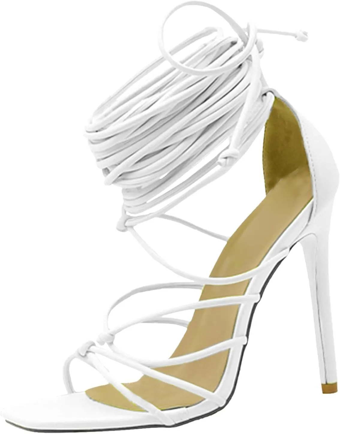 Block Heels Open Toe Ankle Strap Stylish Heeled Sandals Comfortable Black Heels Women's Lace Up Heeled Sandals