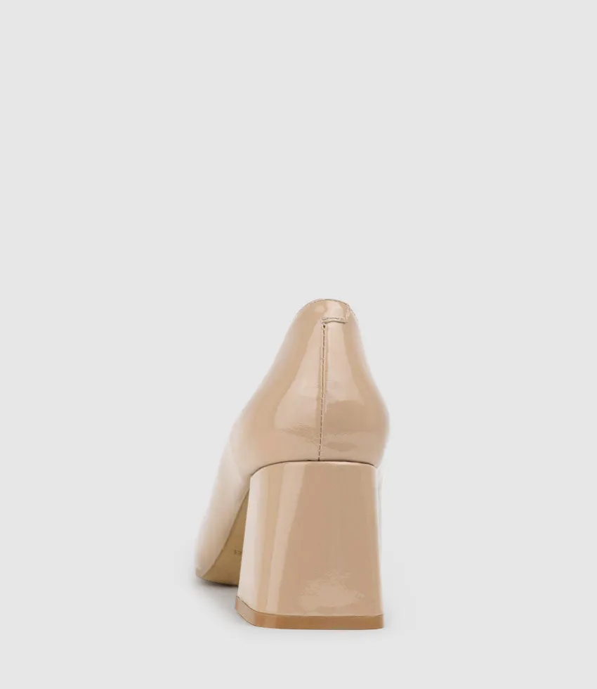 BLYTHE65 Square Toe Pump with Hardware in Nude Patent