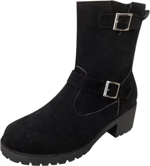 Boots for Women Western Platform Chunky Heel Outdoor Combat Anti-Slip Booties Winter Warm Casual Side Zipper Buckle Boots
