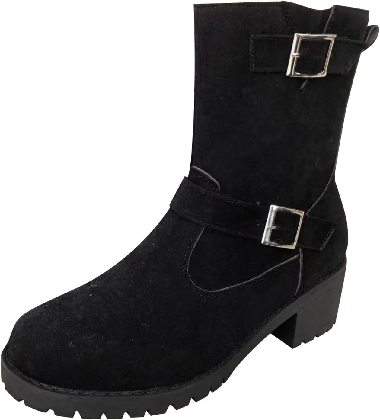 Boots for Women Western Platform Chunky Heel Outdoor Combat Anti-Slip Booties Winter Warm Casual Side Zipper Buckle Boots
