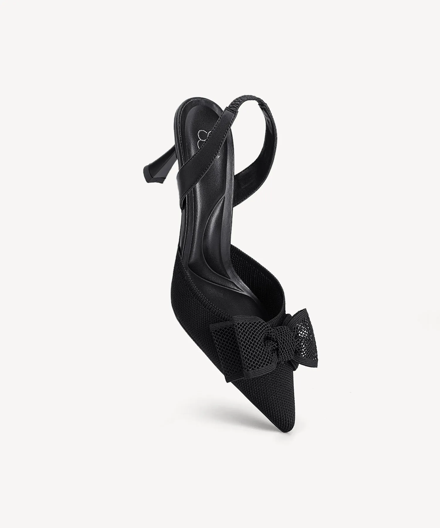 Bowtention Lace Pointed Toe Heeled Slingback