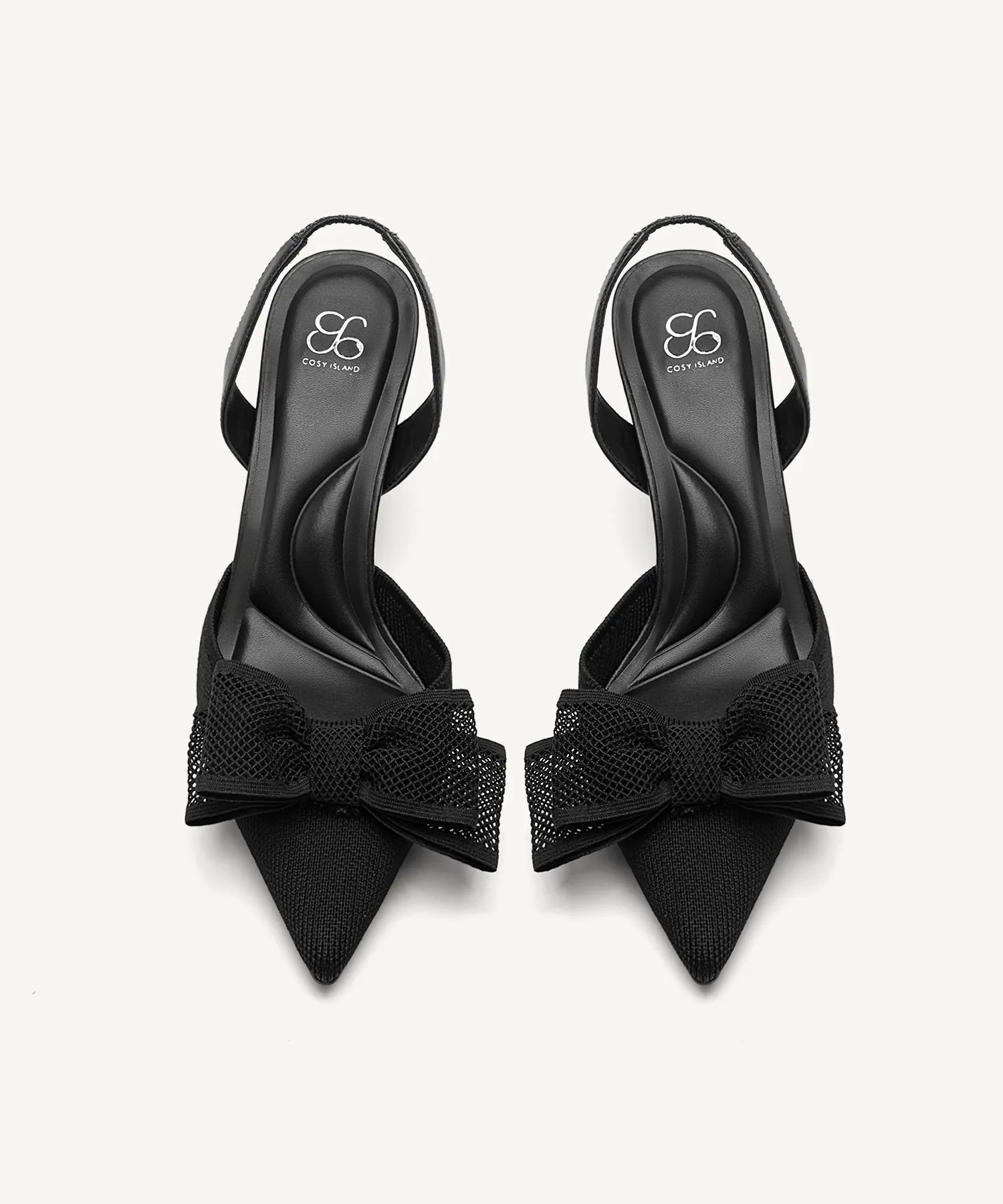Bowtention Lace Pointed Toe Heeled Slingback