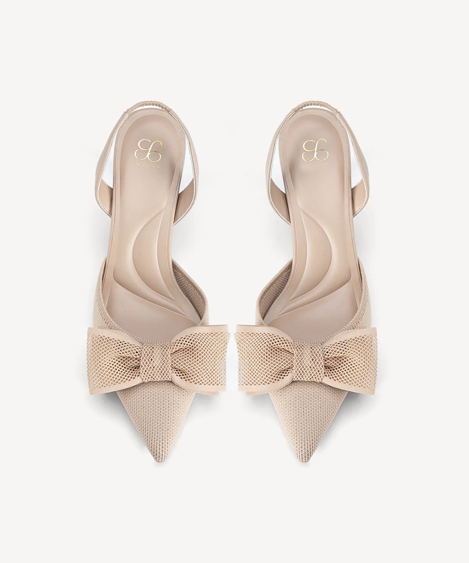 Bowtention Lace Pointed Toe Heeled Slingback