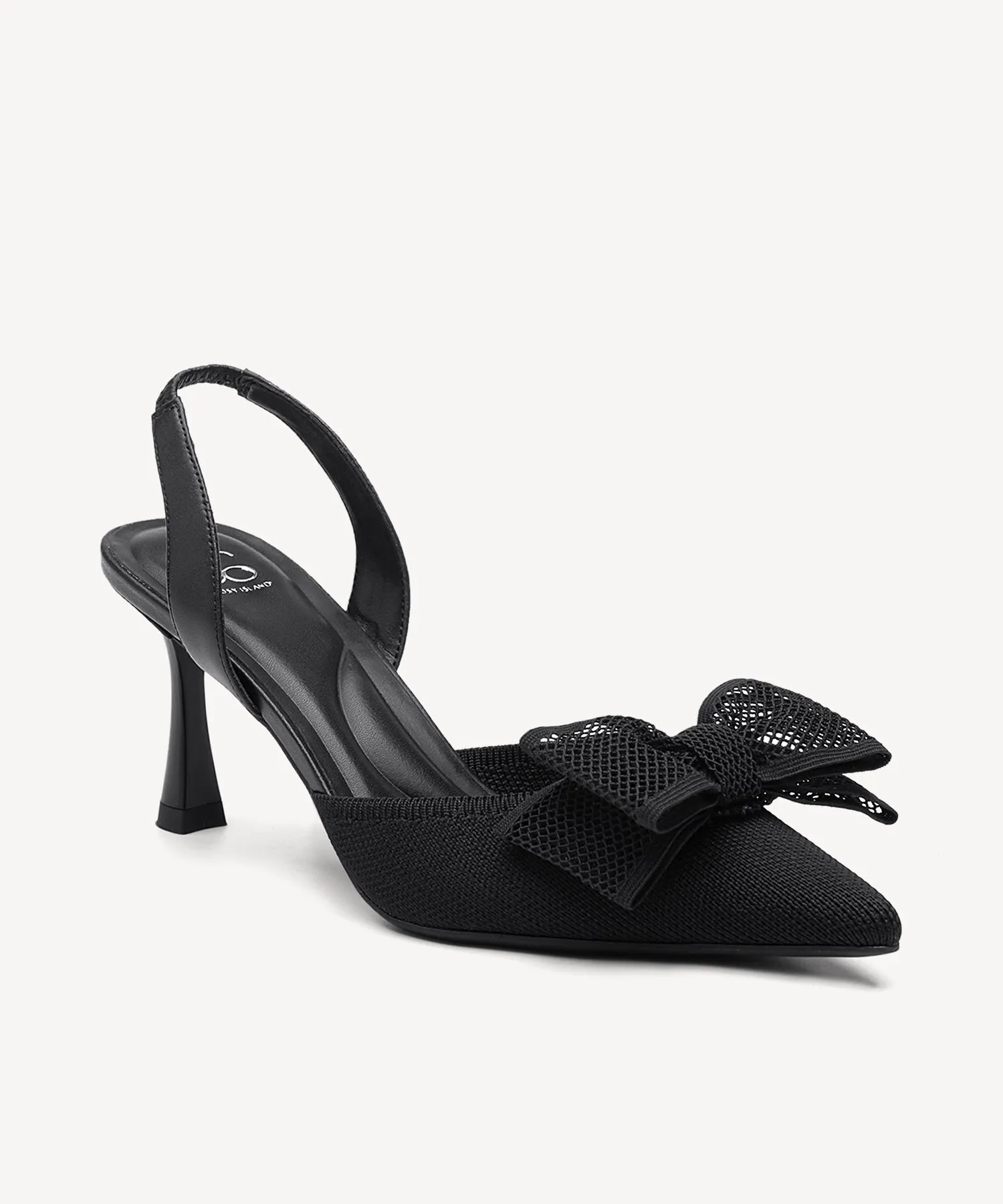 Bowtention Lace Pointed Toe Heeled Slingback