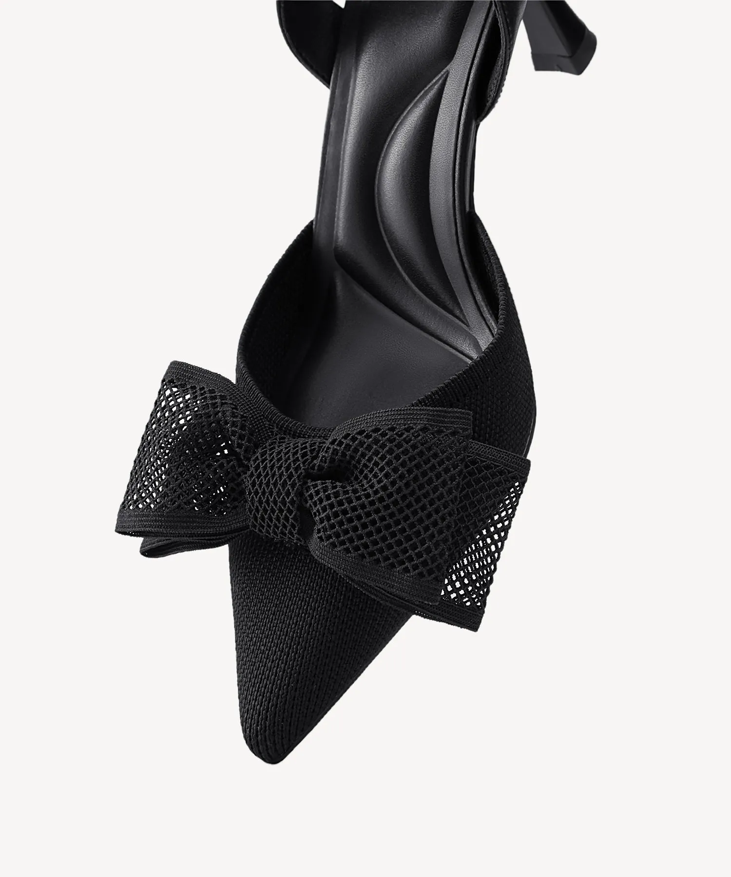 Bowtention Lace Pointed Toe Heeled Slingback