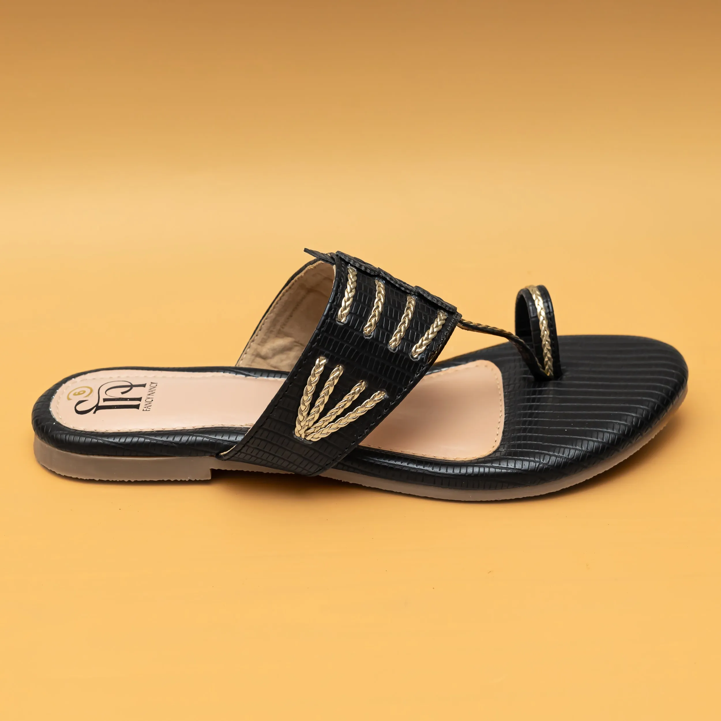 Braided Kolhapuri Flats - Black