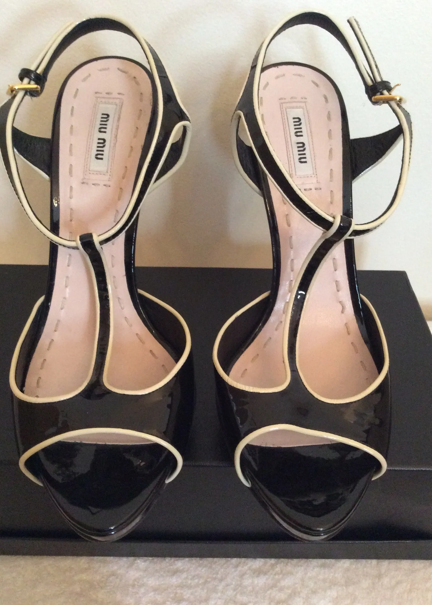 Brand New Miu Miu Black Patent Leather Heels Size 7.5/41