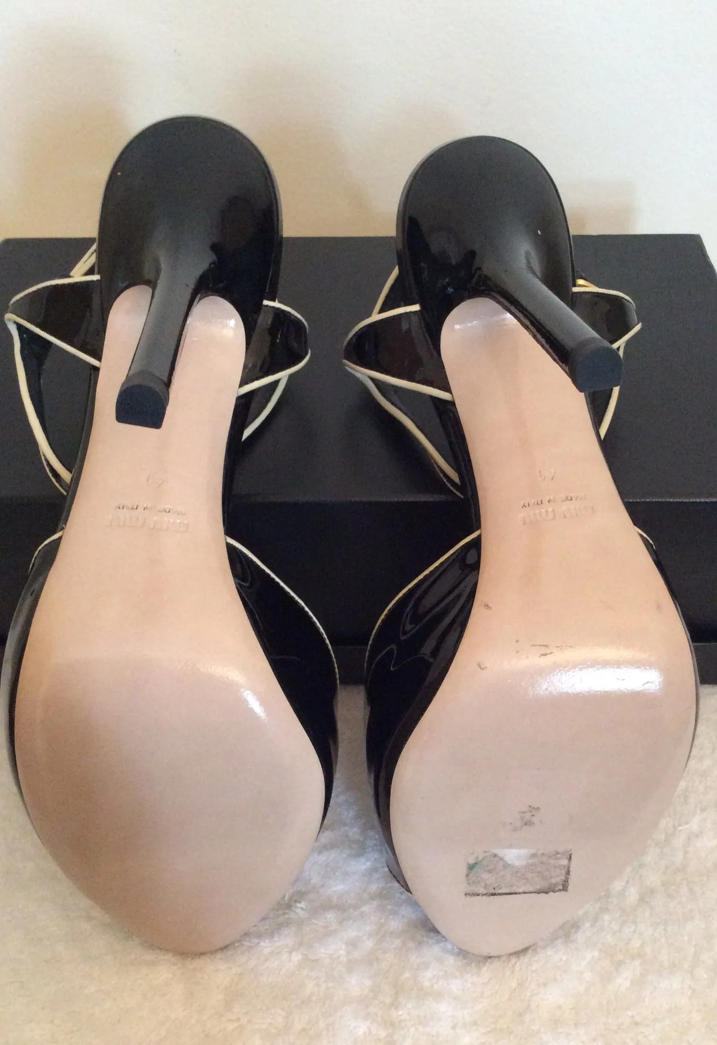 Brand New Miu Miu Black Patent Leather Heels Size 7.5/41