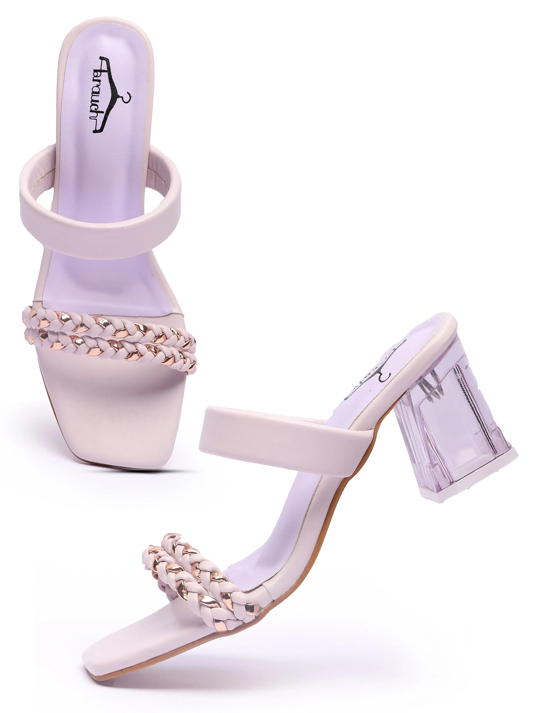 Brauch Women's Lavender Golden Strap Prism Block Heel