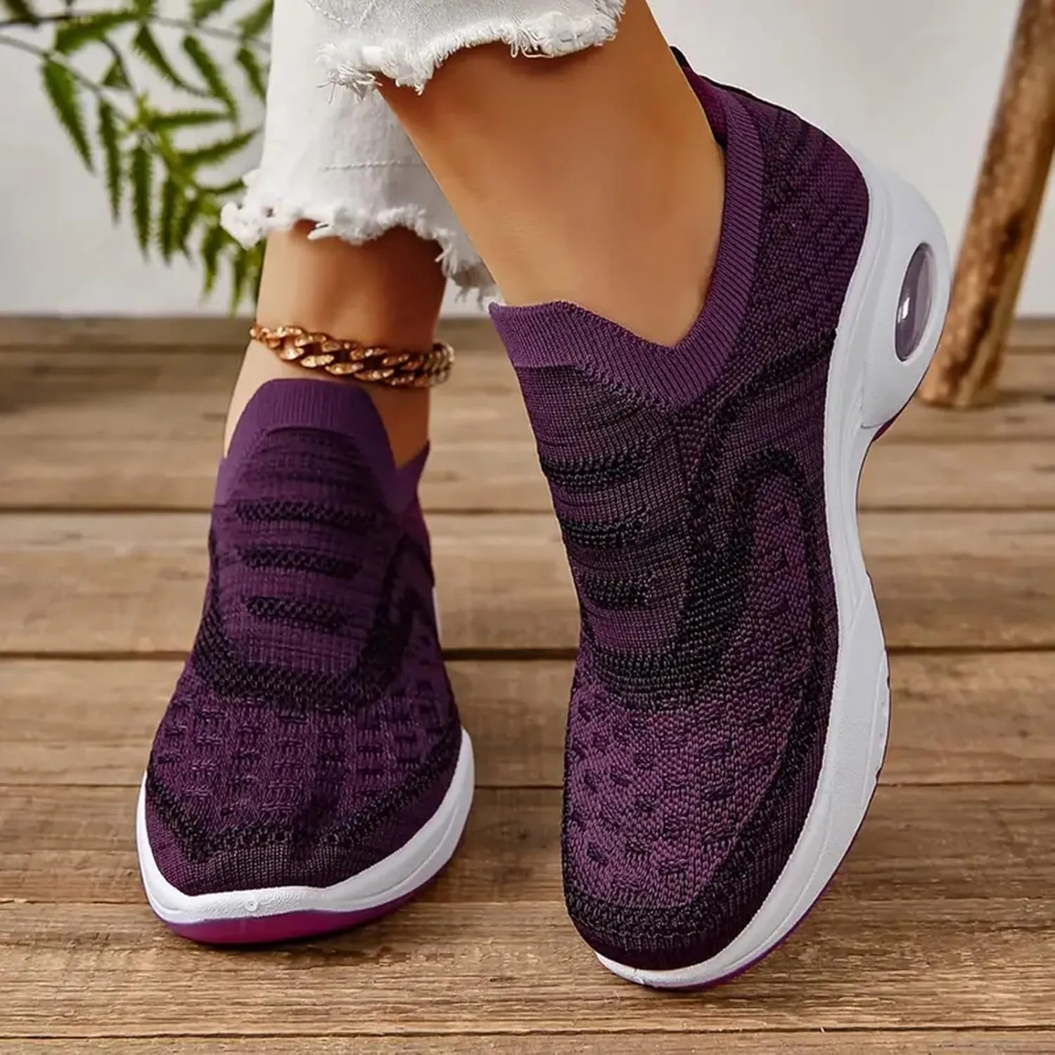 Breathable Slip on Sneakers for Women Breathable Zero Drop Adjustable Barefoot Shoes Lightweight Elderly Shoe