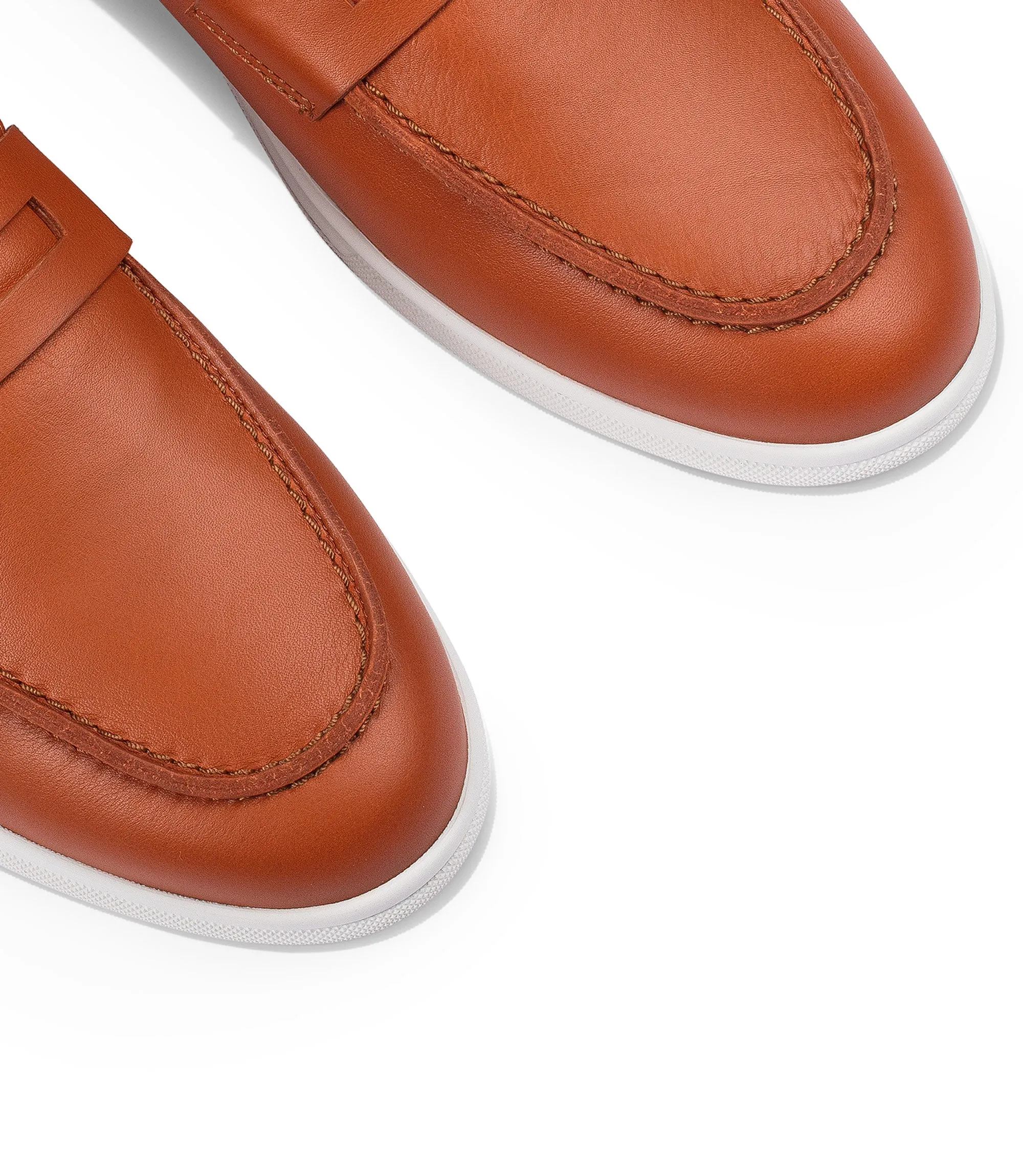Brick brown nappa leather penny loafers