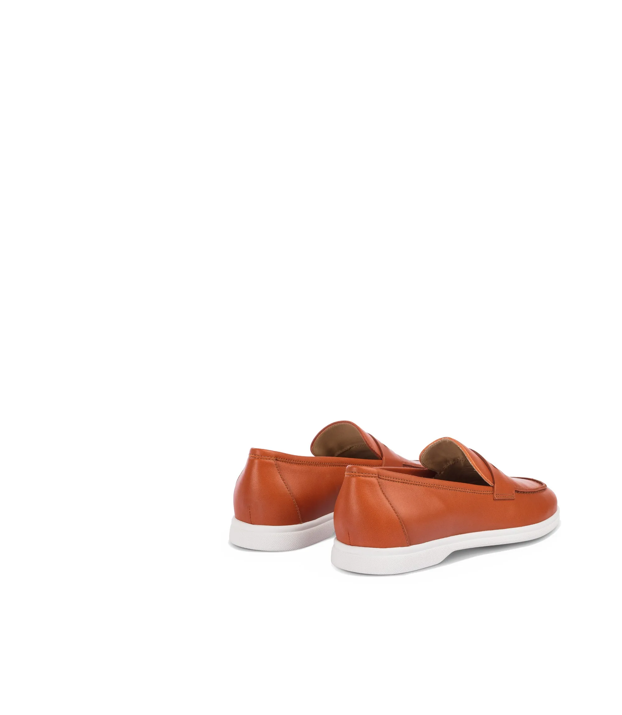 Brick brown nappa leather penny loafers