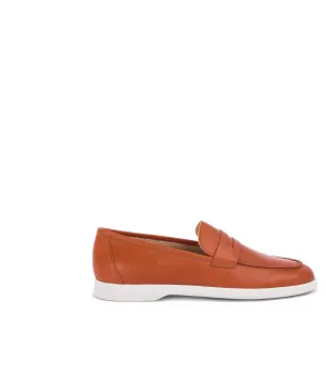 Brick brown nappa leather penny loafers