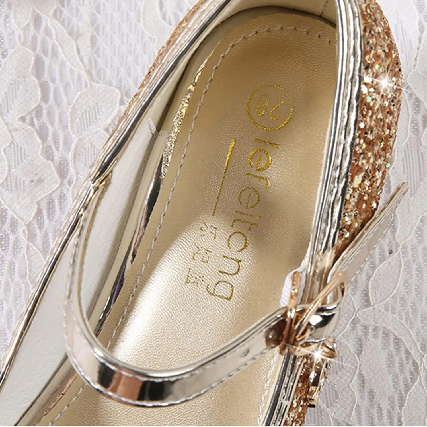Bridesmaid Flower Girls Glitter Bow Mary Jane Dress Shoes for Wedding Party School Uniform Princess Dance Shoes