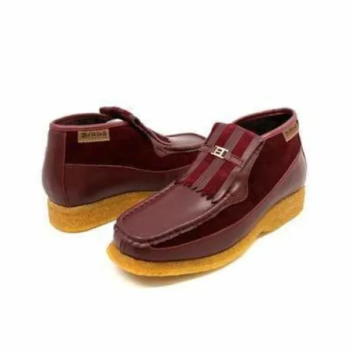 British Walkers Apollo Men's Burgundy Leather and Suede Crepe Sole Slip On Boots