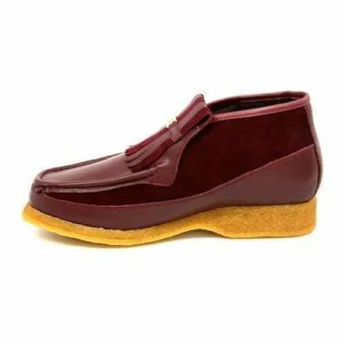 British Walkers Apollo Men's Burgundy Leather and Suede Crepe Sole Slip On Boots