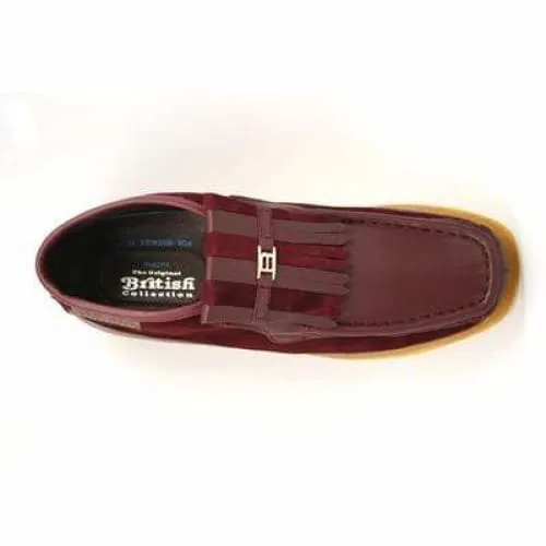 British Walkers Apollo Men's Burgundy Leather and Suede Crepe Sole Slip On Boots