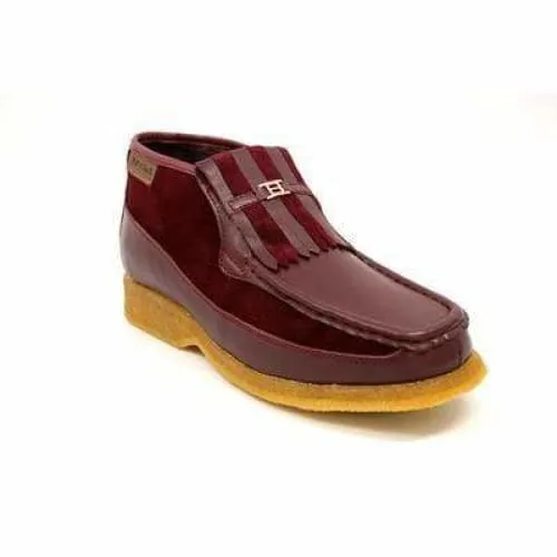 British Walkers Apollo Men's Burgundy Leather and Suede Crepe Sole Slip On Boots