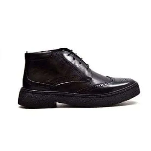 British Walkers Playboy Men's Black Leather Wingtip Tpr