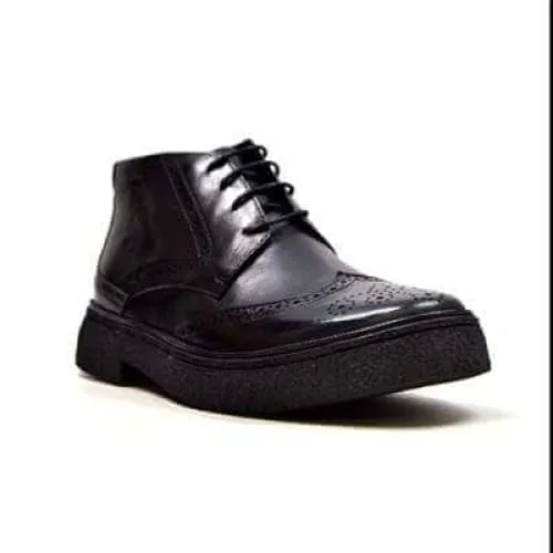 British Walkers Playboy Men's Black Leather Wingtip Tpr