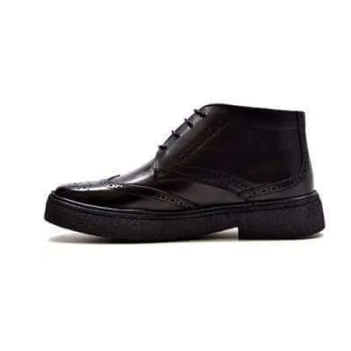 British Walkers Playboy Men's Black Leather Wingtip Tpr
