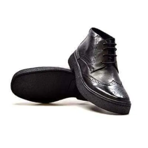 British Walkers Playboy Men's Black Leather Wingtip Tpr
