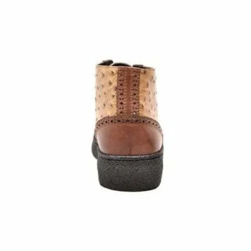 British Walkers Playboy Wingtip Men's Tan and Cognac Ostrich Leather High Tops
