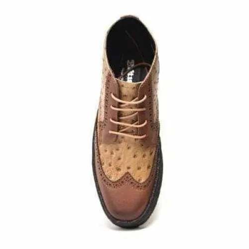 British Walkers Playboy Wingtip Men's Tan and Cognac Ostrich Leather High Tops