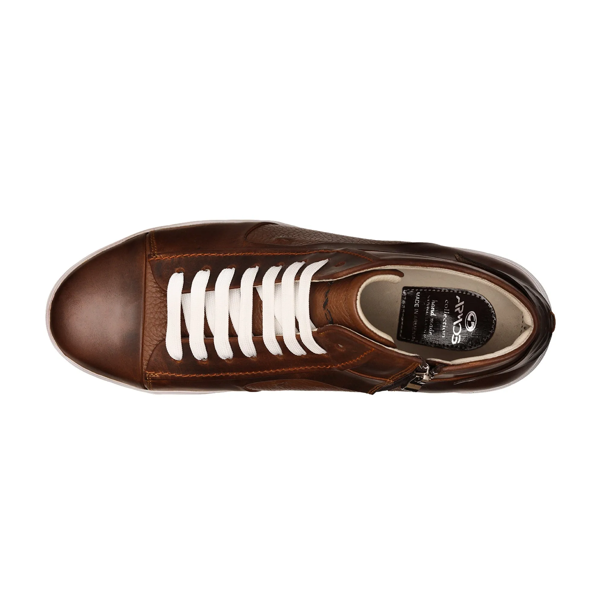 Brown Leather Ankle Sneakers